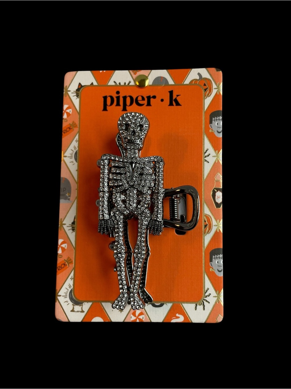 Piper K Crystal-Embellished Silver Skeleton Hair Clip
